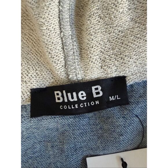 Blue B Rhinestone Fringe Denim Jacket with Hoodie Blue Size M/L - Picture 7 of 12